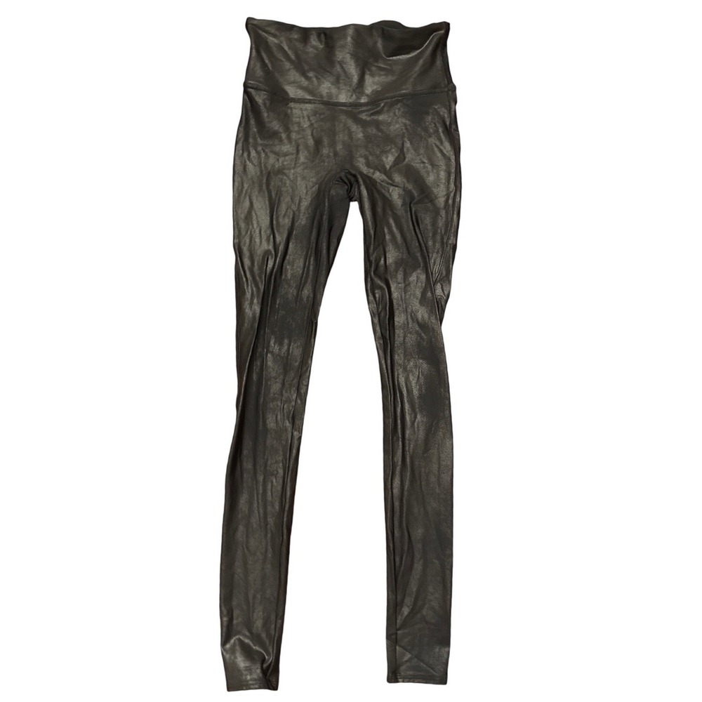 Spanx leggings faux leather Medium Tall black biker glam goth‎